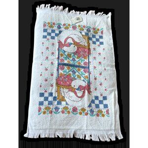 Vintage 1980s Terry Kitchen Towel Screen Print Duck NWT Country Cottage Garden